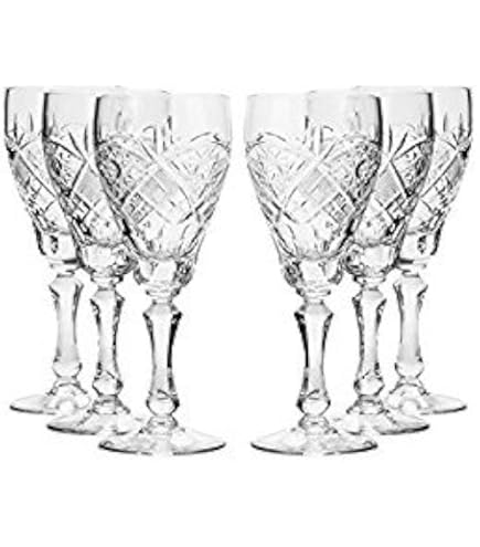 Amazon.com | Russian Cut Crystal Red White Wine Glasses Goblets